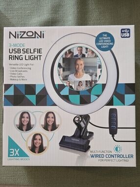 USB Selfie Ring Light - White LED (3-Mode)